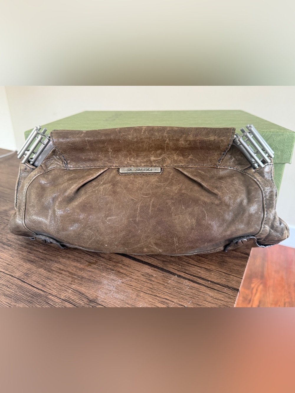 Diesel Womwns Brown Leather Toiletry Bag with Metal Hardwear vintage 90s